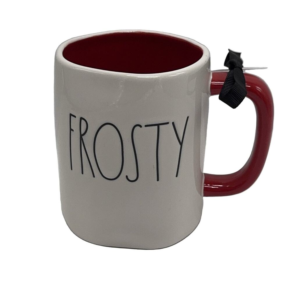 Rae Dunn Frosty the Snowman Mug 21 oz White Red Ceramic Christmas Double-sided